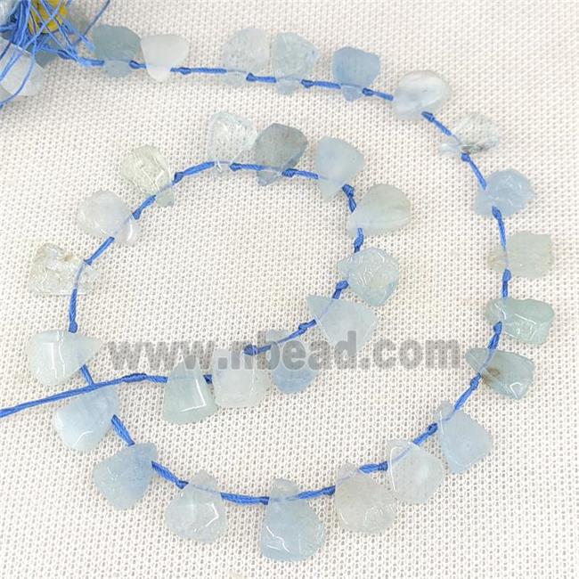 Natural Blue Aquamarine Beads Teardrop Topdrilled