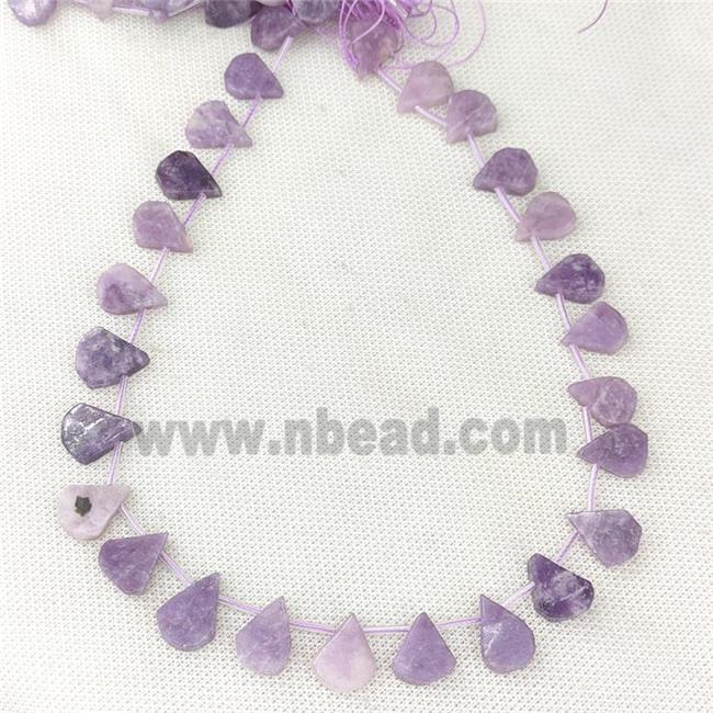 Purple Lepidolite Teardrop Beads Topdrilled
