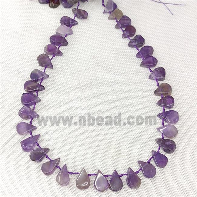 Natural Amethyst Teardrop Beads Purple Polished Topdrilled