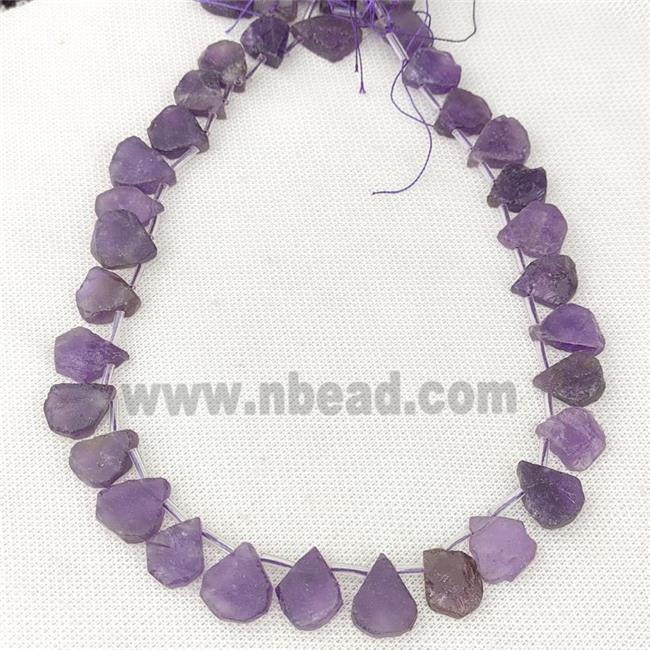 Natural Purple Amethyst Teardrop Beads Topdrilled