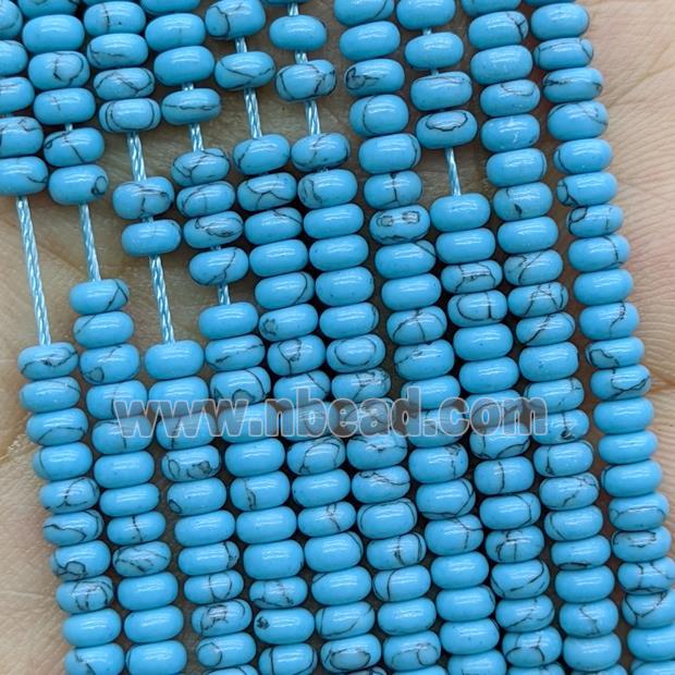 Blue Synthetic Turquoise Beads Smooth Rondelle
