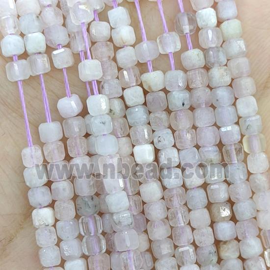 Natural Kunzite Beads Faceted Cube