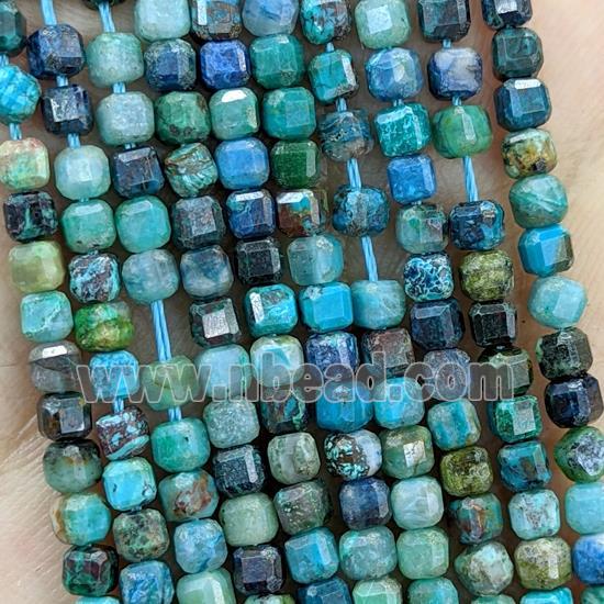 Natural Azurite Beads Blue Faceted Cube