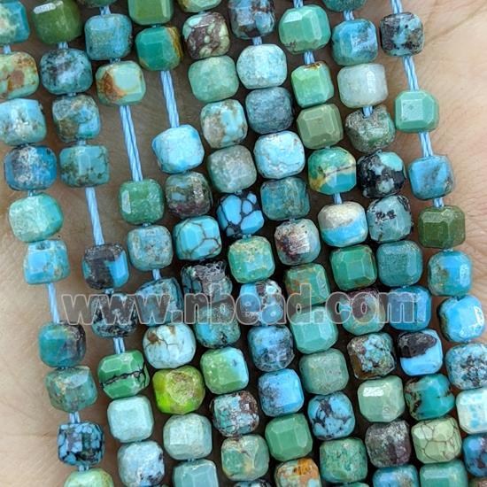 Natural Chinese Hubei Turquoise Beads Teal Faceted Cube