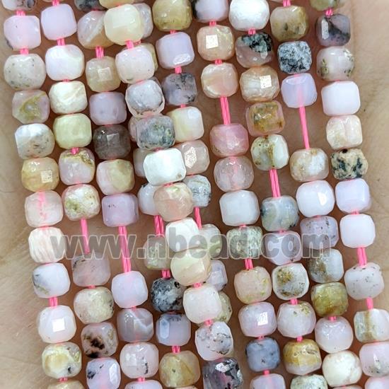 Natural Pink Opal Beads B-Grade Faceted Cube