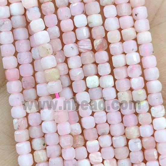 Natural Pink Opal Beads A-Grade Faceted Cube
