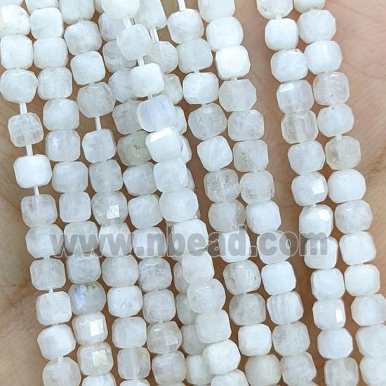 Natural White Moonstone Beads B-Grade Faceted Cube