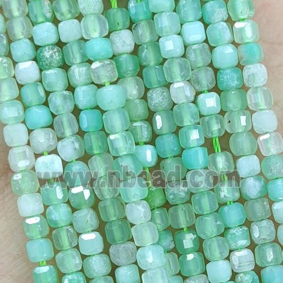 Natural Australian Chrysoprase Beads Green Faceted Cube