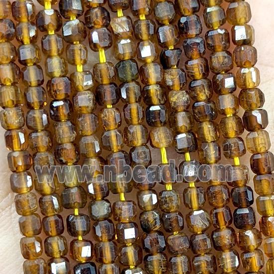 Natural Tourmaline Beads Yellow Faceted Cube
