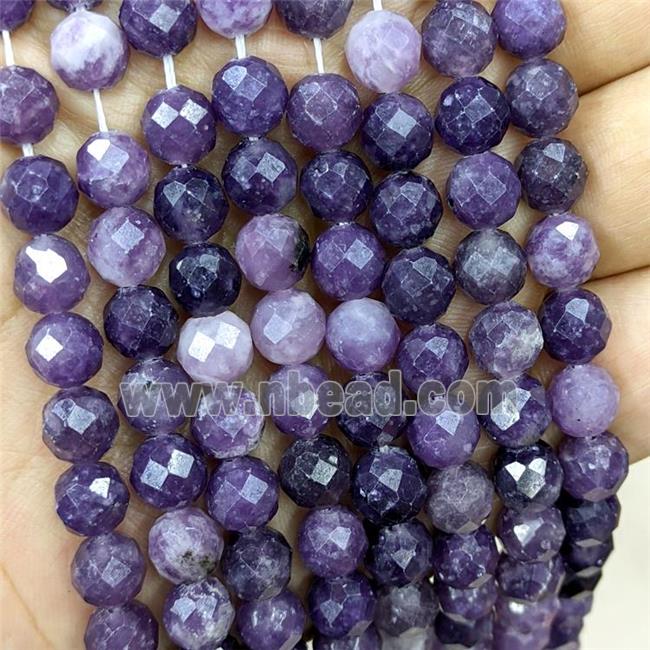 Natural Lepidolite Beads Purple Dye Faceted Round