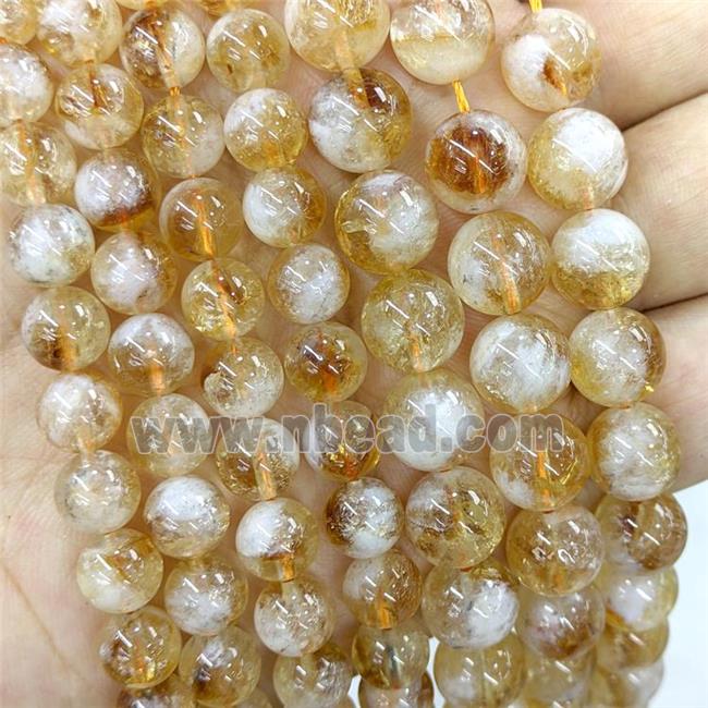 Natural Citrine Beads Yellow B-Grade Smooth Round