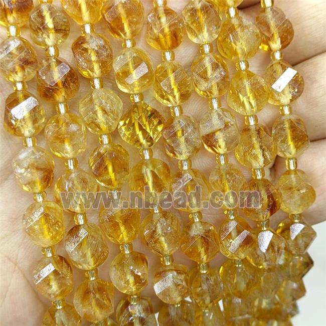 Natural Citrine Twist Beads S-Shape Faceted Yellow