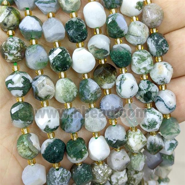 Natural Green Tree Agate Twist Beads S-Shape Faceted