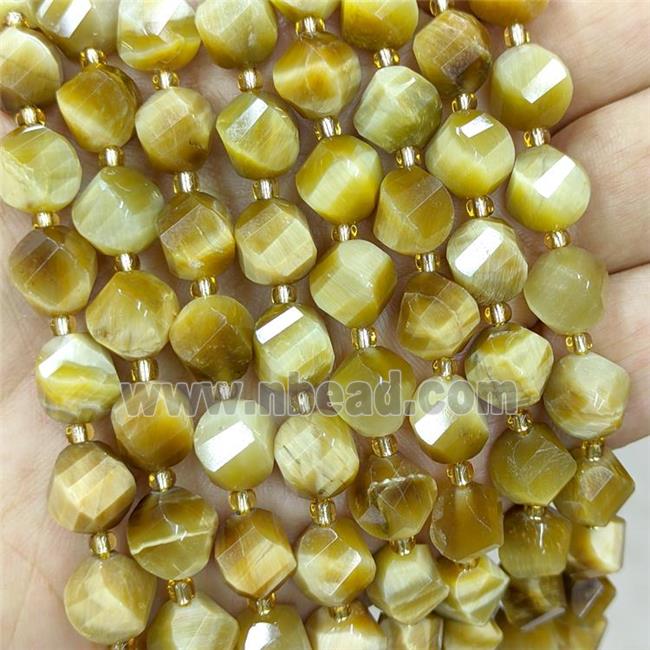 Golden Tiger Eye Stone Twist Beads S-Shape Faceted Dye