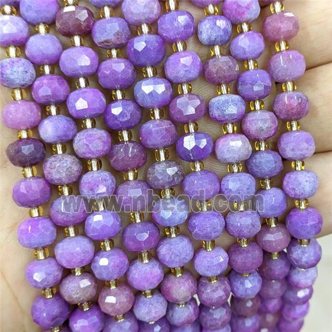 Natural Lepidolite Beads Purple Dye Faceted Rondelle