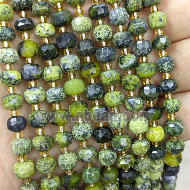 Green Yellow Howlite Turquoise Jasper Beads Faceted Rondelle