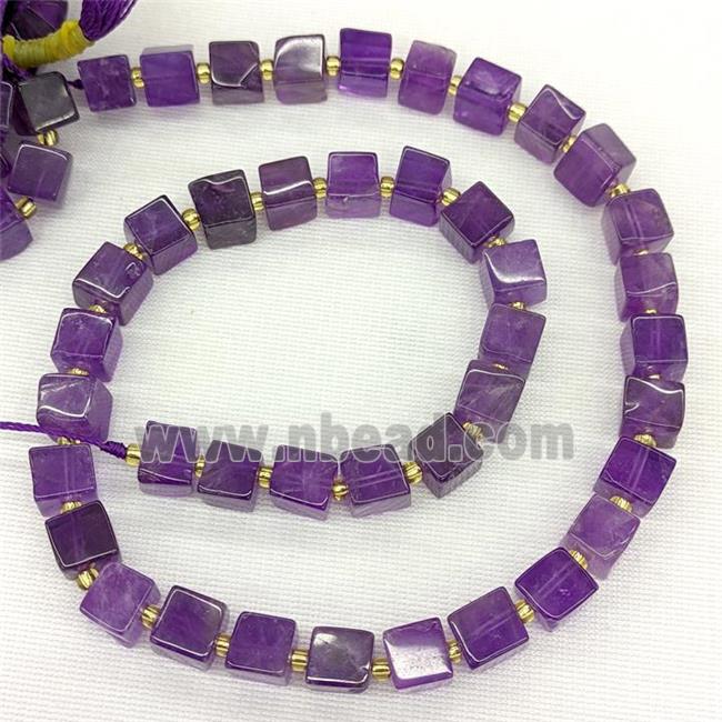 Natural Amethyst Beads Purple Cube