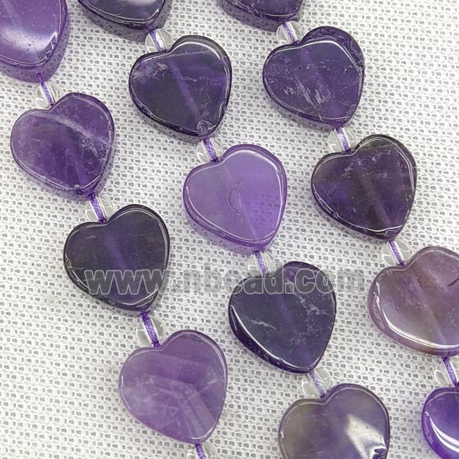 Natural Amethyst Heart Beads Purple