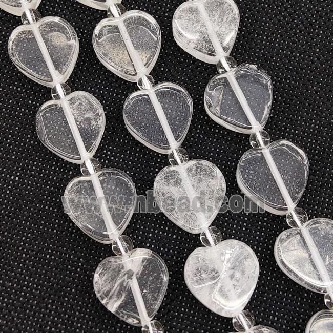 Natural Clear Quartz Heart Beads