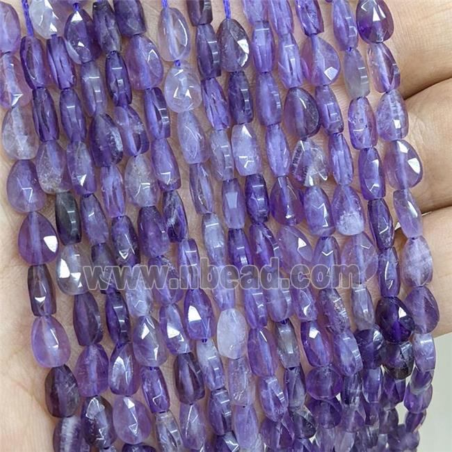 Natural Purple Amethyst Teardrop Beads Faceted