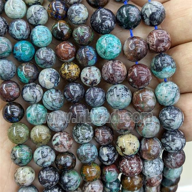 Natural Chrysocolla Beads B-Grade Multicolor Smooth Round