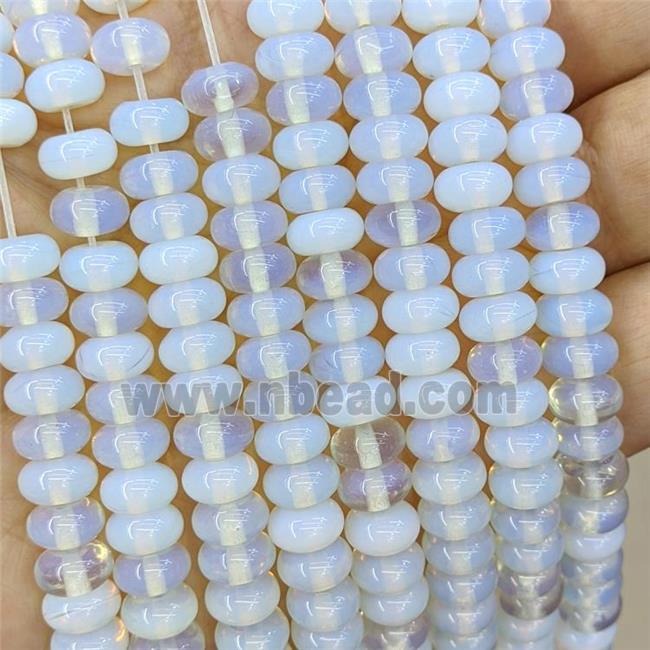 White Opalite Rondelle Beads Smooth