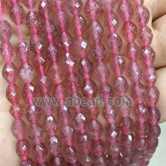 Natural Pink Strawberry Quartz Beads Faceted Rice