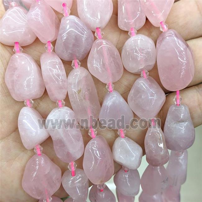 Natural Pink Rose Quartz Nugget Beads Freeform