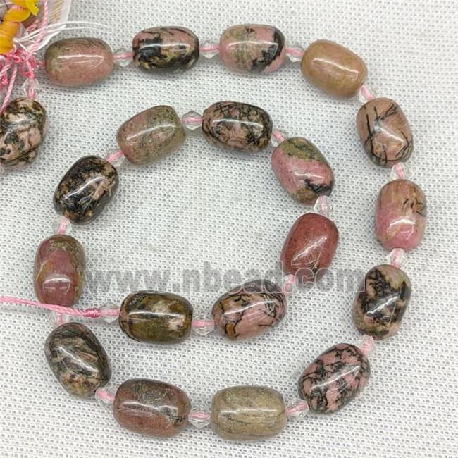 Natural Chinese Rhodonite Barrel Beads Pink