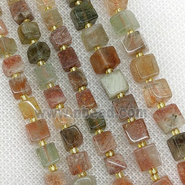 Natural Arusha Quartz Sunstone Cube Beads