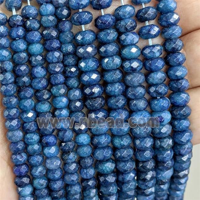 Natural Apatite Rondelle Beads Blue Dye Faceted