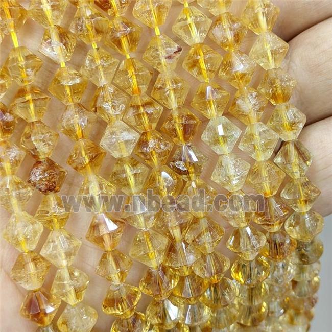 Natural Yellow Citrine Bicone Beads