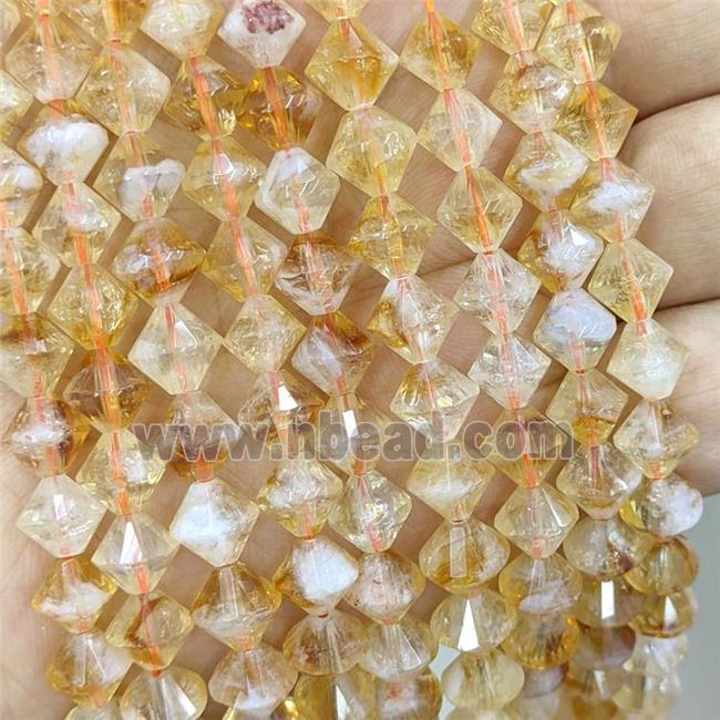 Natural Yellow Citrine Bicone Beads B-Grade