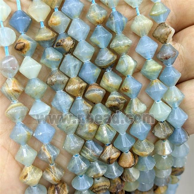 Natural Blue Calcite Bicone Beads