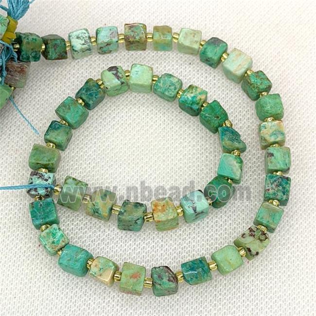 Natural African Turquoise Cube Beads Green