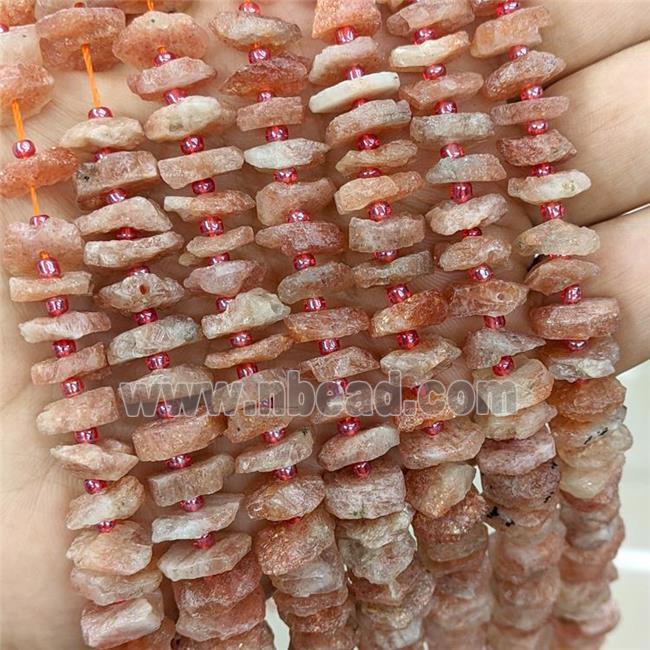 Natural Orange Sunstone Heishi Spacer Beads