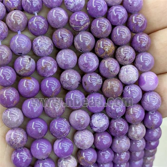 Natural Purple Phosphosiderite Beads B-Grade Smooth Round