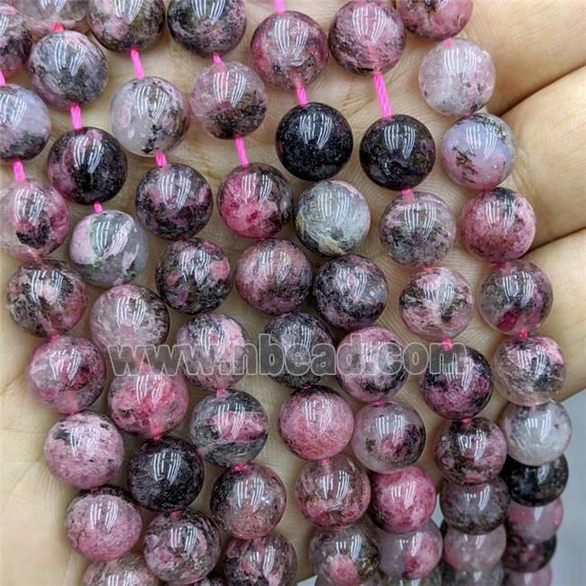 Natural American Rhodonite Beads Red Smooth Round B-Grade