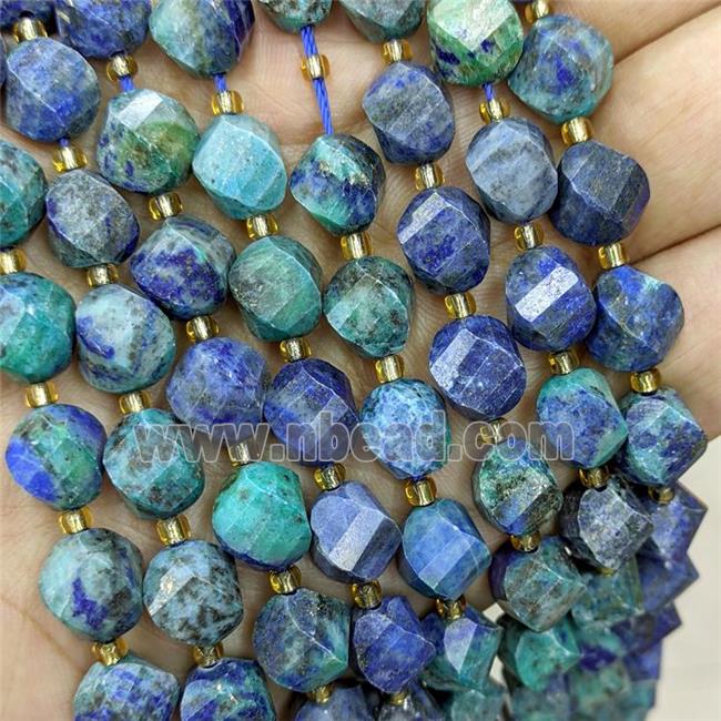 Natural Lapis Chrysocolla Twist Beads S-Shape Faceted