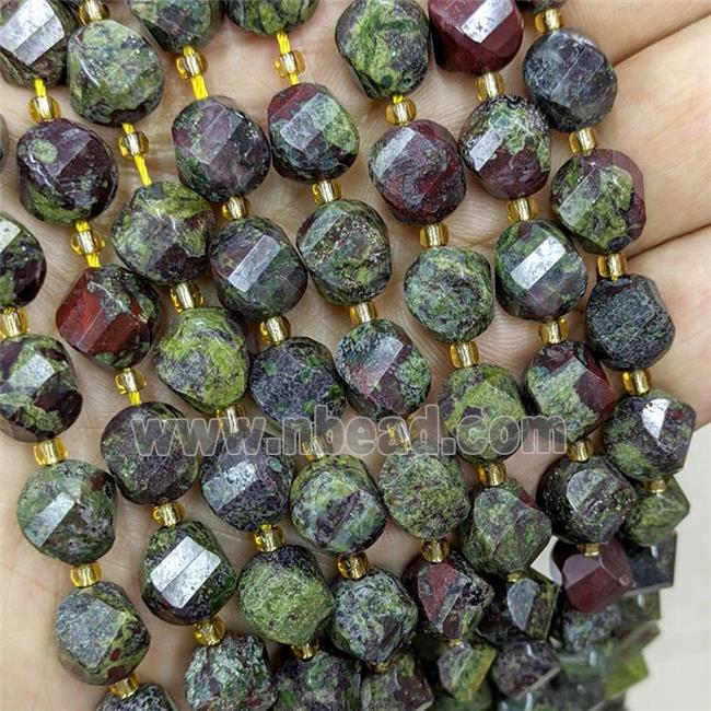 Natural Dragon Bloodstone Twist Beads S-Shape Faceted