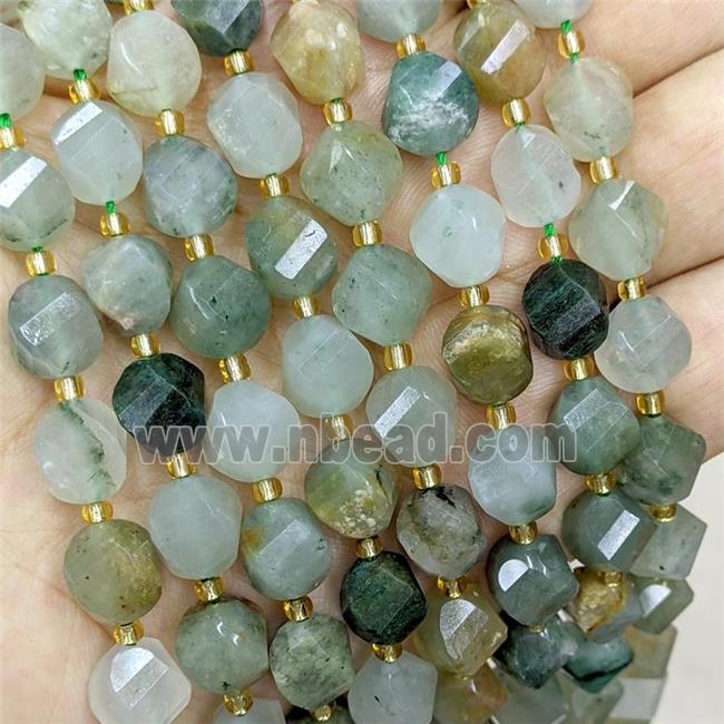 Natural Green Actinolite Twist Beads S-Shape Faceted