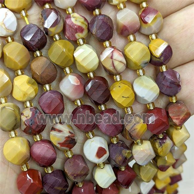 Natural Mookaite Beads Multicolor S-Shape Faceted