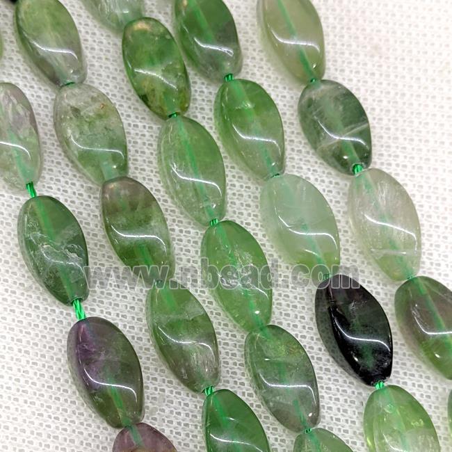 Natural Green Fluorite Twist Beads