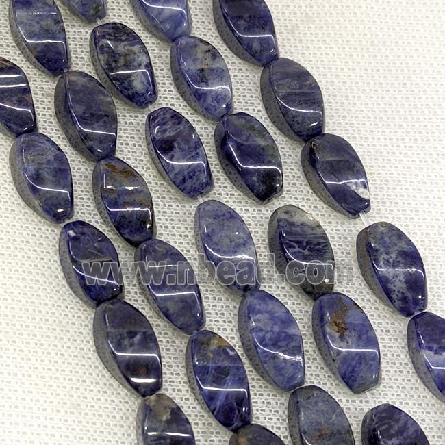 Natural Blue Sodalite Twist Beads