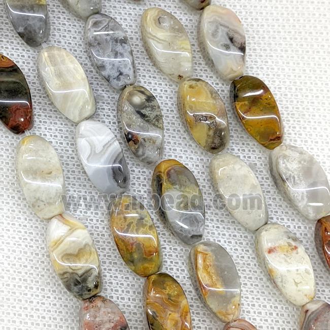 Natural Crazy Lace Agate Twist Beads