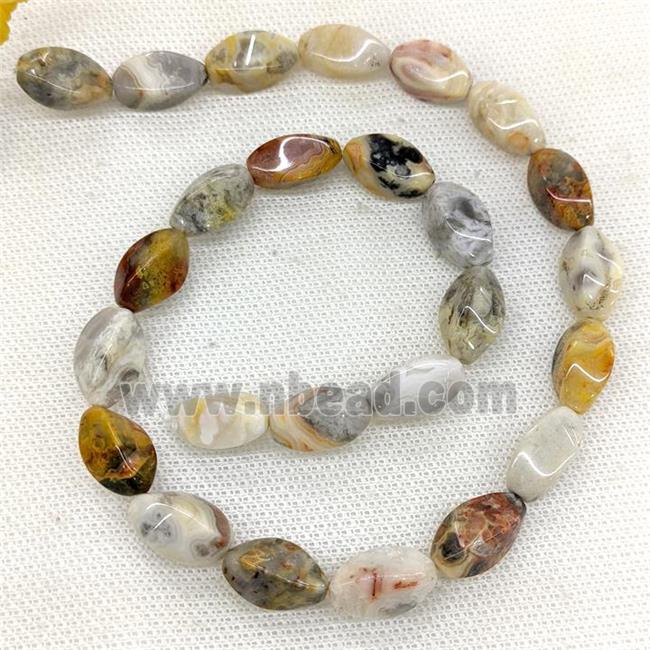 Natural Crazy Lace Agate Twist Beads