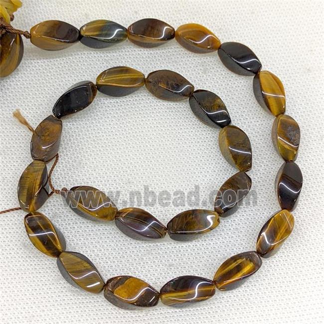 Natural Tiger Eye Stone Twist Beads