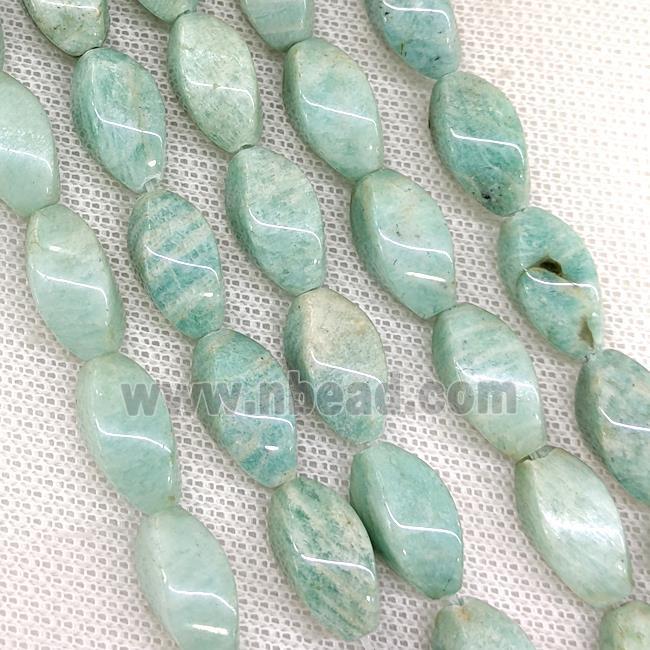 Natural Green Amazonite Twist Beads