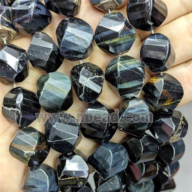 Natural Tiger Eye stone Twist Beads Inkblue Faceted