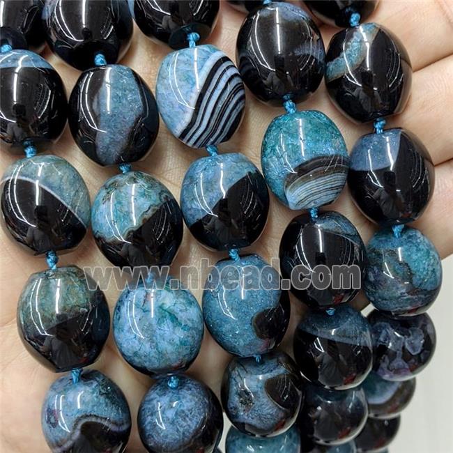 Natural Druzy Agate Barrel Beads Aqua Dye